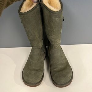 Olive green Uggs with belt side detail